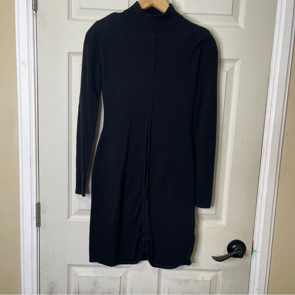 Ronny Kobo x RTR Ruched Turtleneck Sweater Mini Dress in Black XS